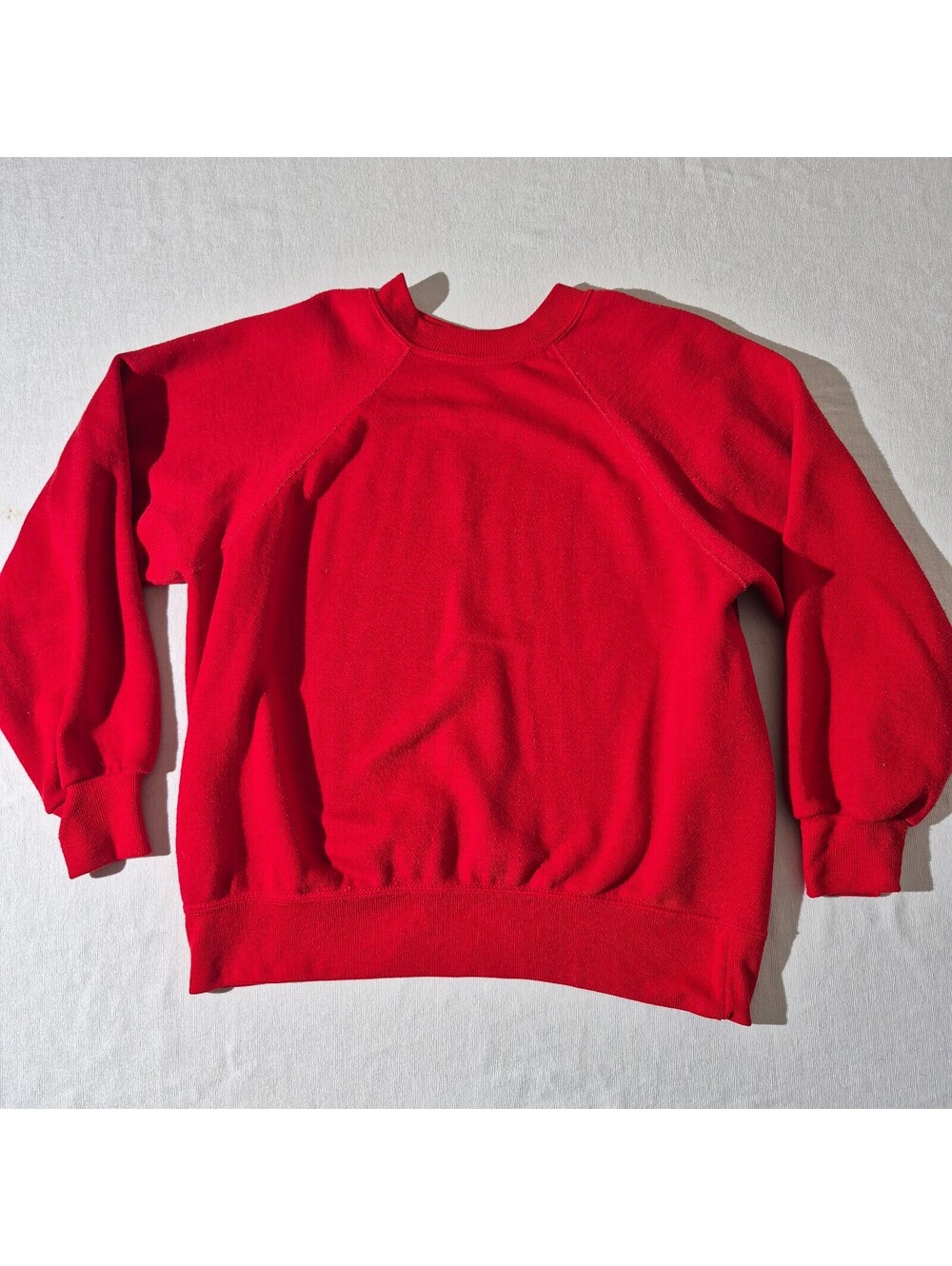 Vintage 80s 90s Womens Red Blank Sweatshirt Raglan Sleeves L Large